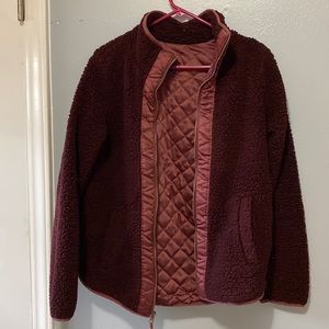 Abercrombie and Fitch, Wine Sherpa, full zip jacket